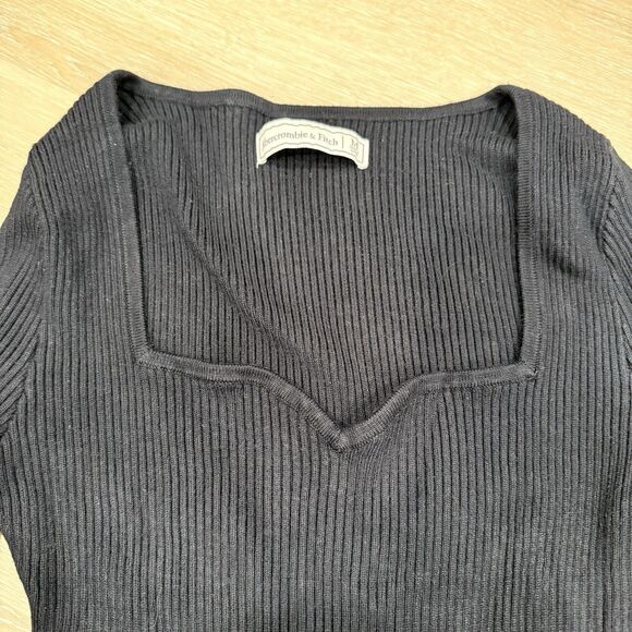 Abercrombie Fitch Sweetheart Square Neck Knit Bodysuit M Balletcore Goth Grunge - Picture 8 of 12